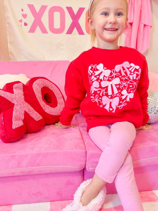 Heart Full of Bows Red Crewneck