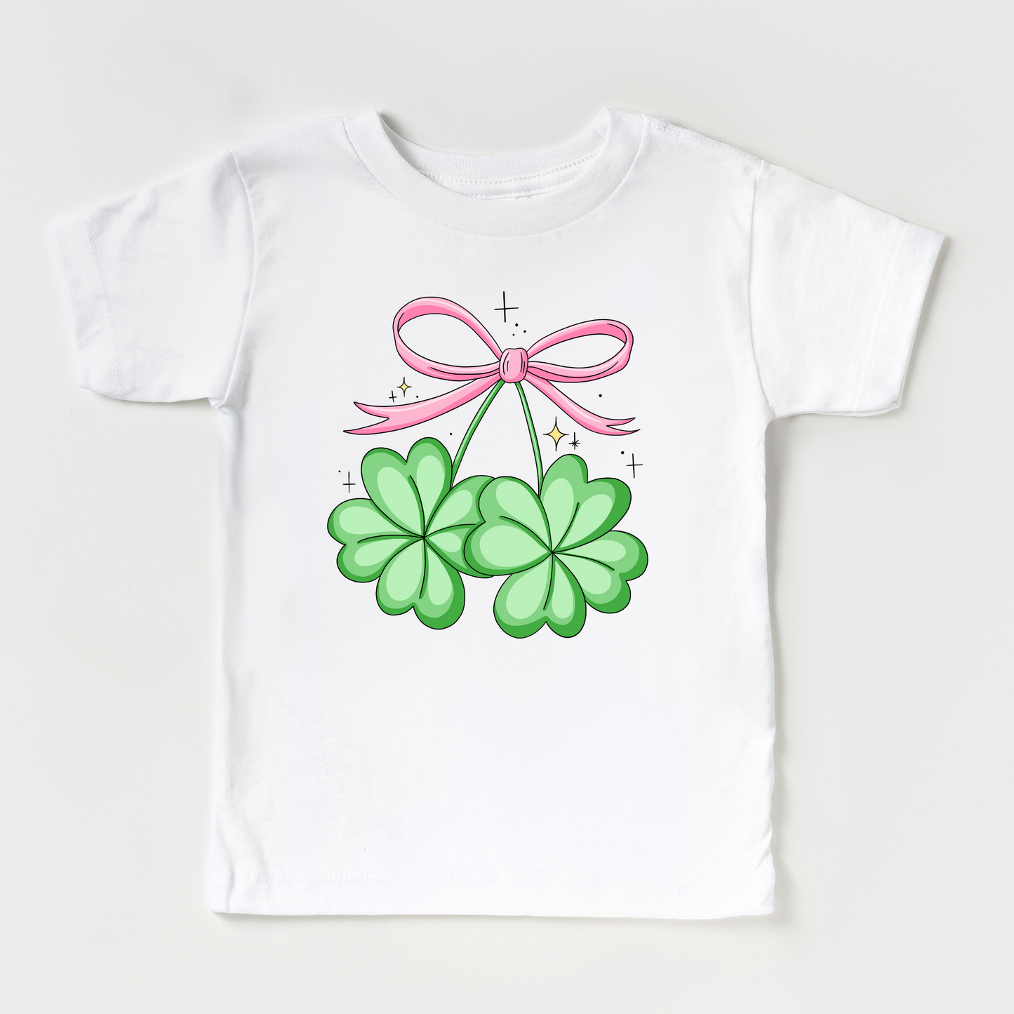 Cutesy Shamrocks White Tee