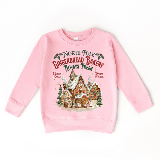 Gingerbread Bakery Pink Toddler Crewneck