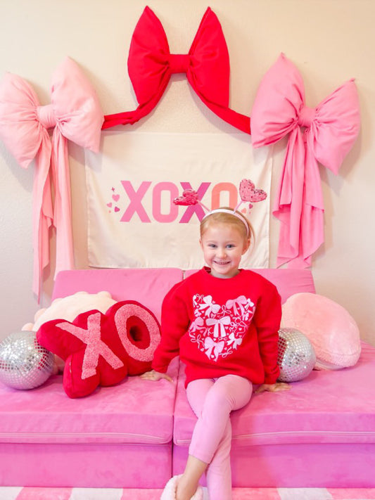 Heart Full of Bows Red Crewneck