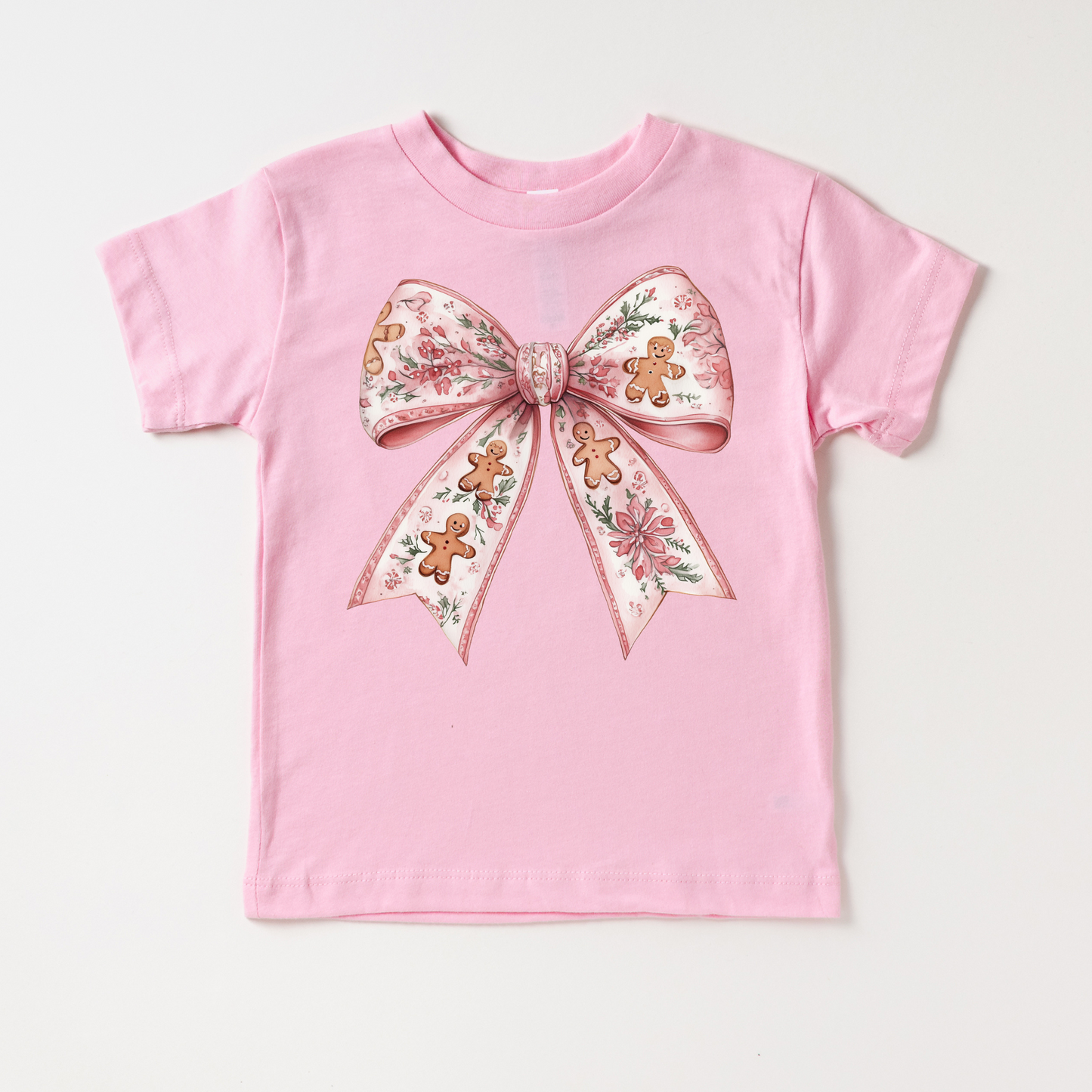 Gingerbread Bow Pink Tee