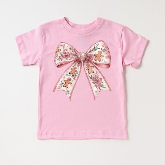 Gingerbread Bow Pink Tee