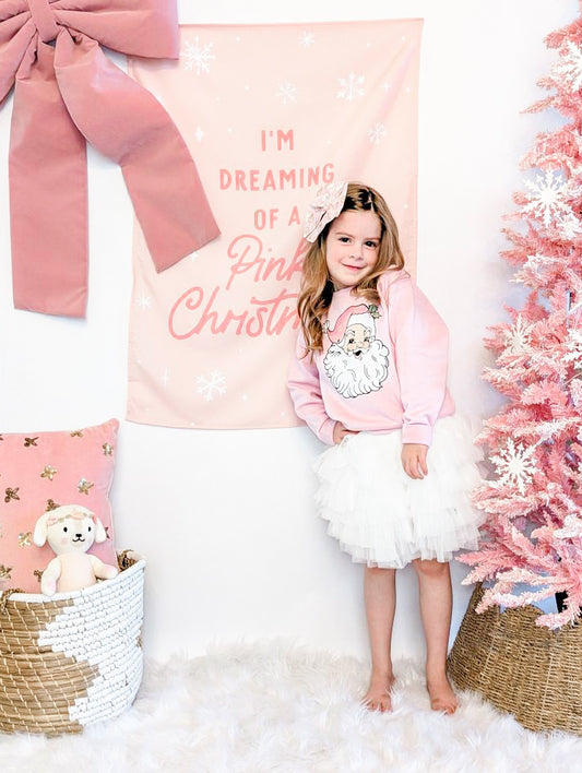 Pink Santa Pink Toddler Crewneck