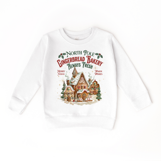 Gingerbread Bakery White Toddler Crewneck