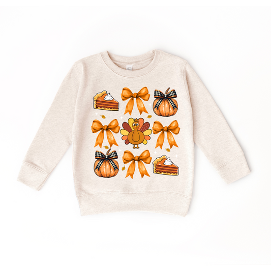 Thanksgiving Coquette Natural Crewneck