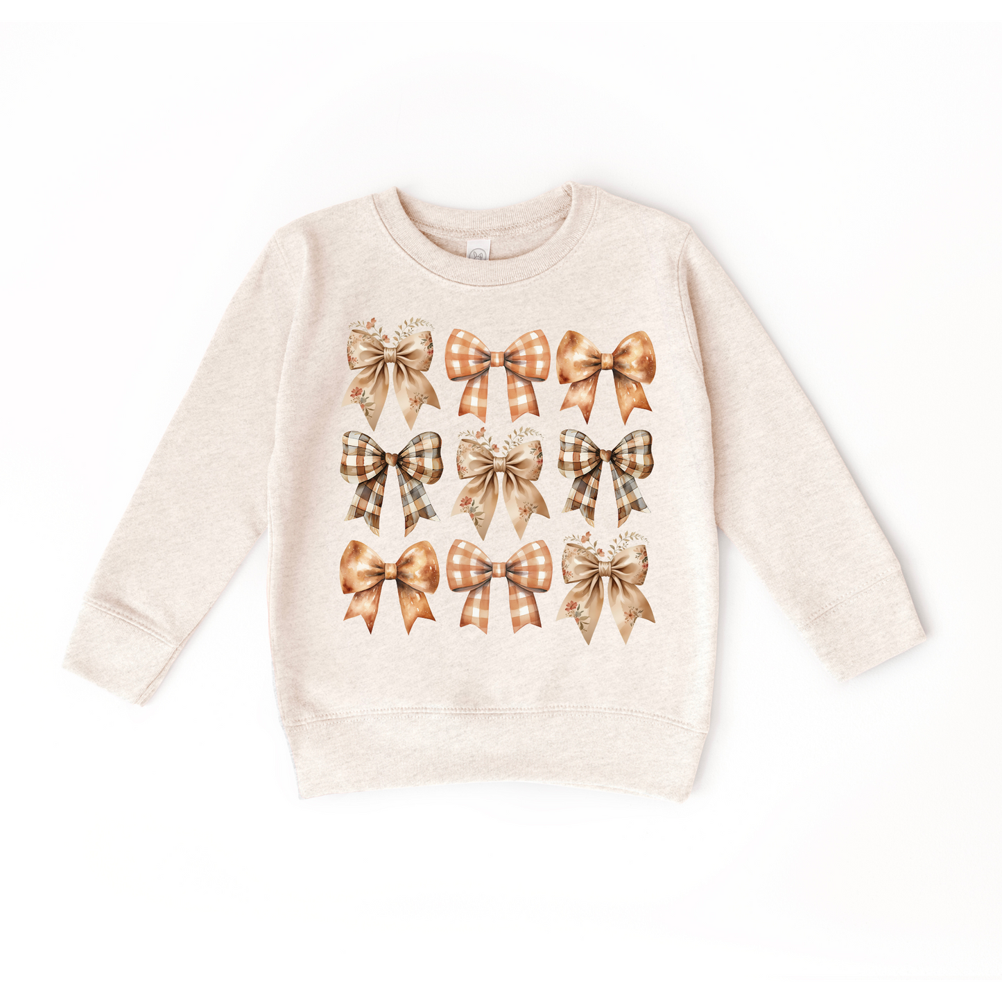 Fall Bows Natural Crewneck