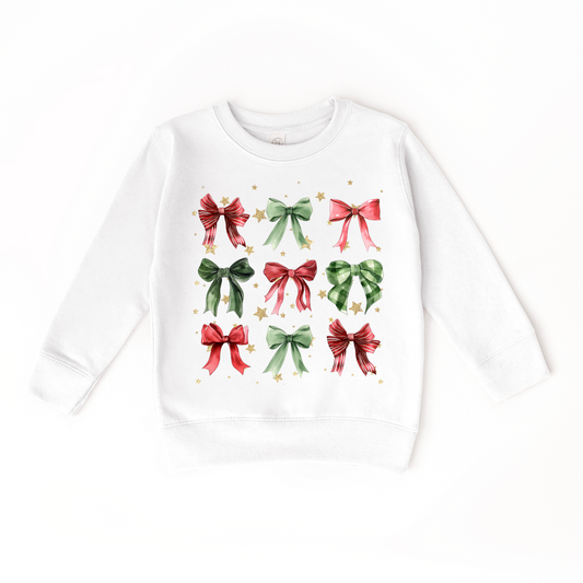 Christmas Ribbons White Toddler Crewneck