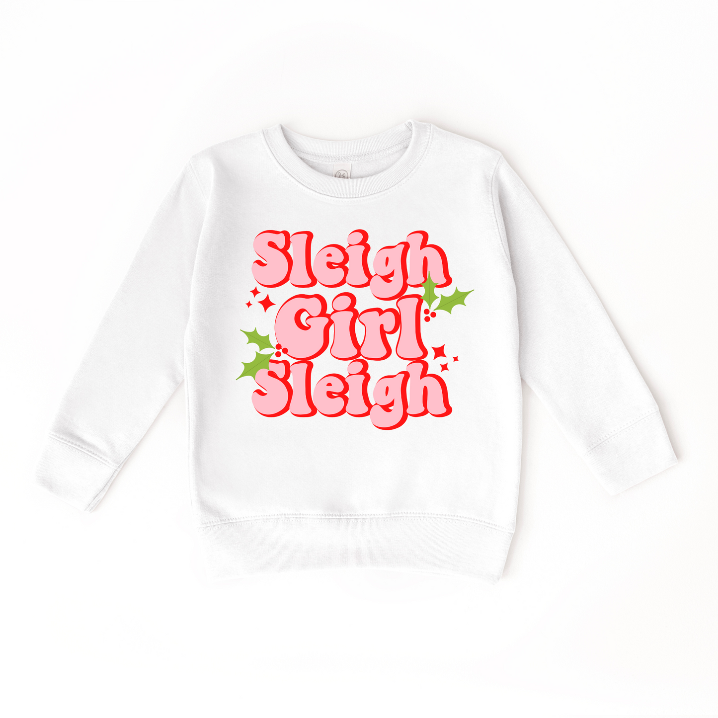 Sleigh Girl Sleigh White Toddler Crewneck