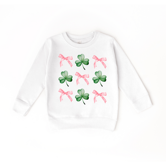 Bows and Shamrocks White Crewneck