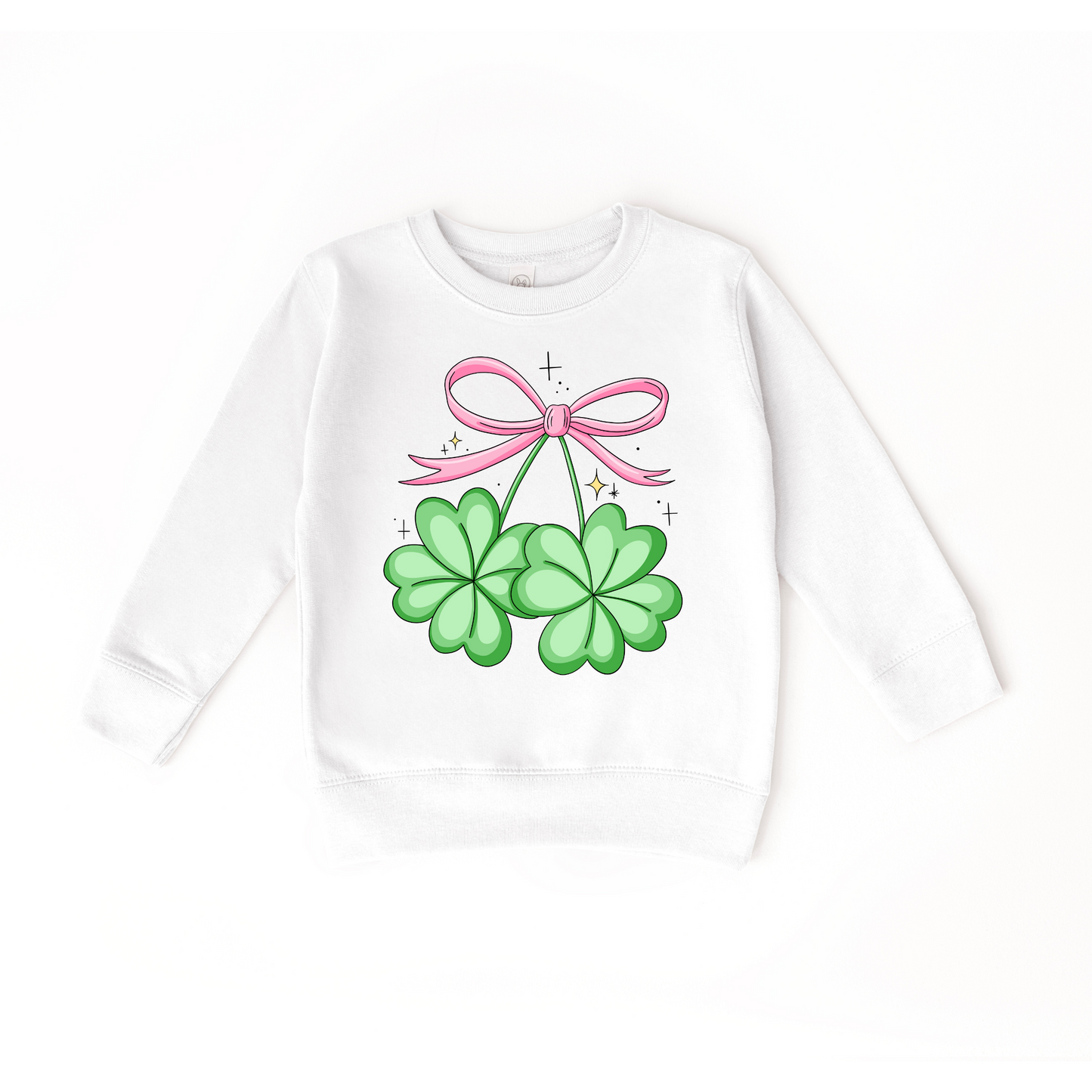 Cutesy Shamrocks White Crewneck