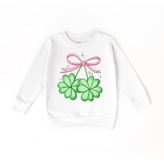 Cutesy Shamrocks White Crewneck