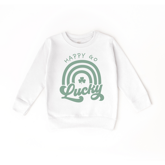 Happy Go Lucky White Crewneck