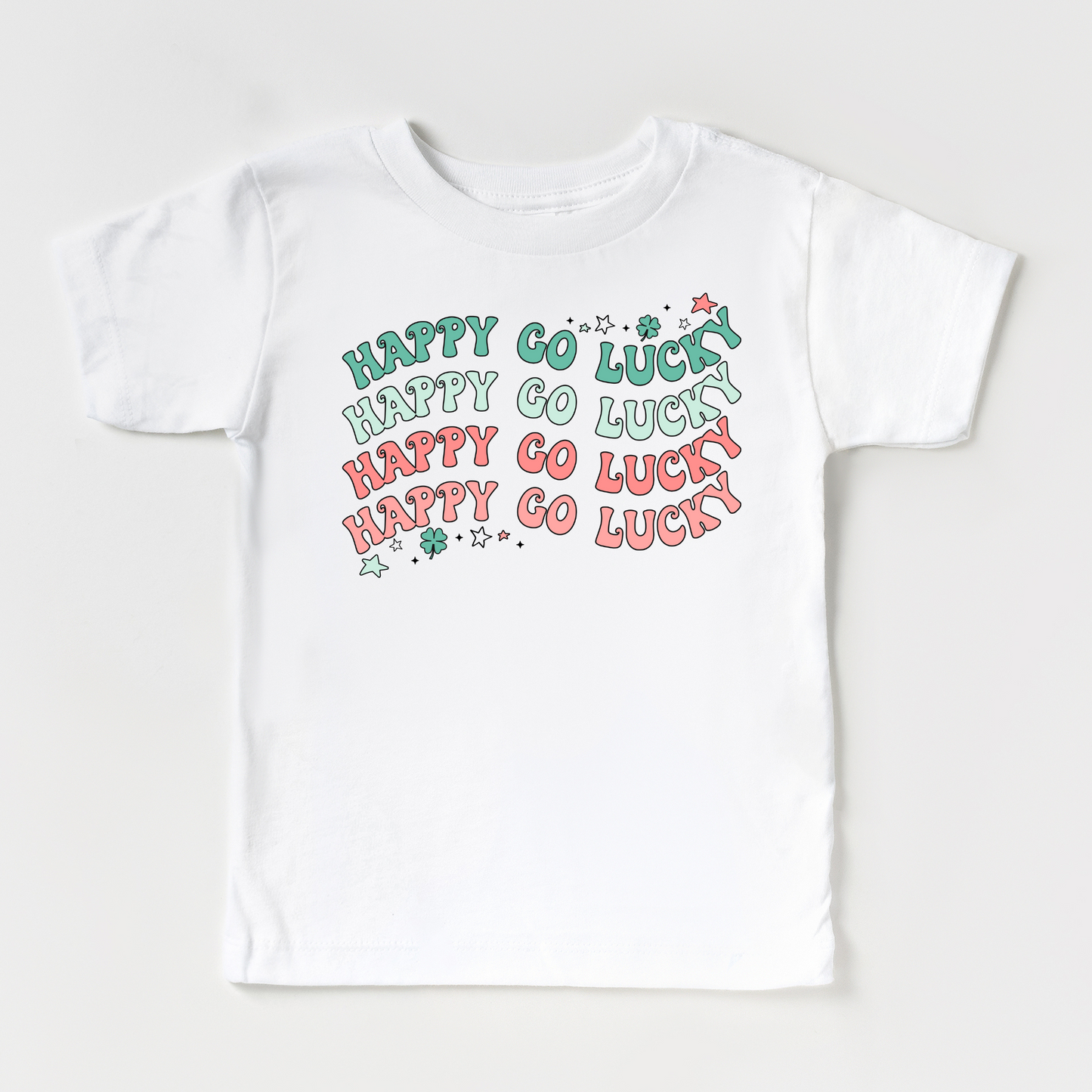Happy Go Lucky With Stars White Tee